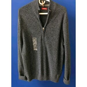 Izod Men's XL 100% Cotton Long Sleeve Quarter-Zip Wshble New W/Tags Blue Sweater